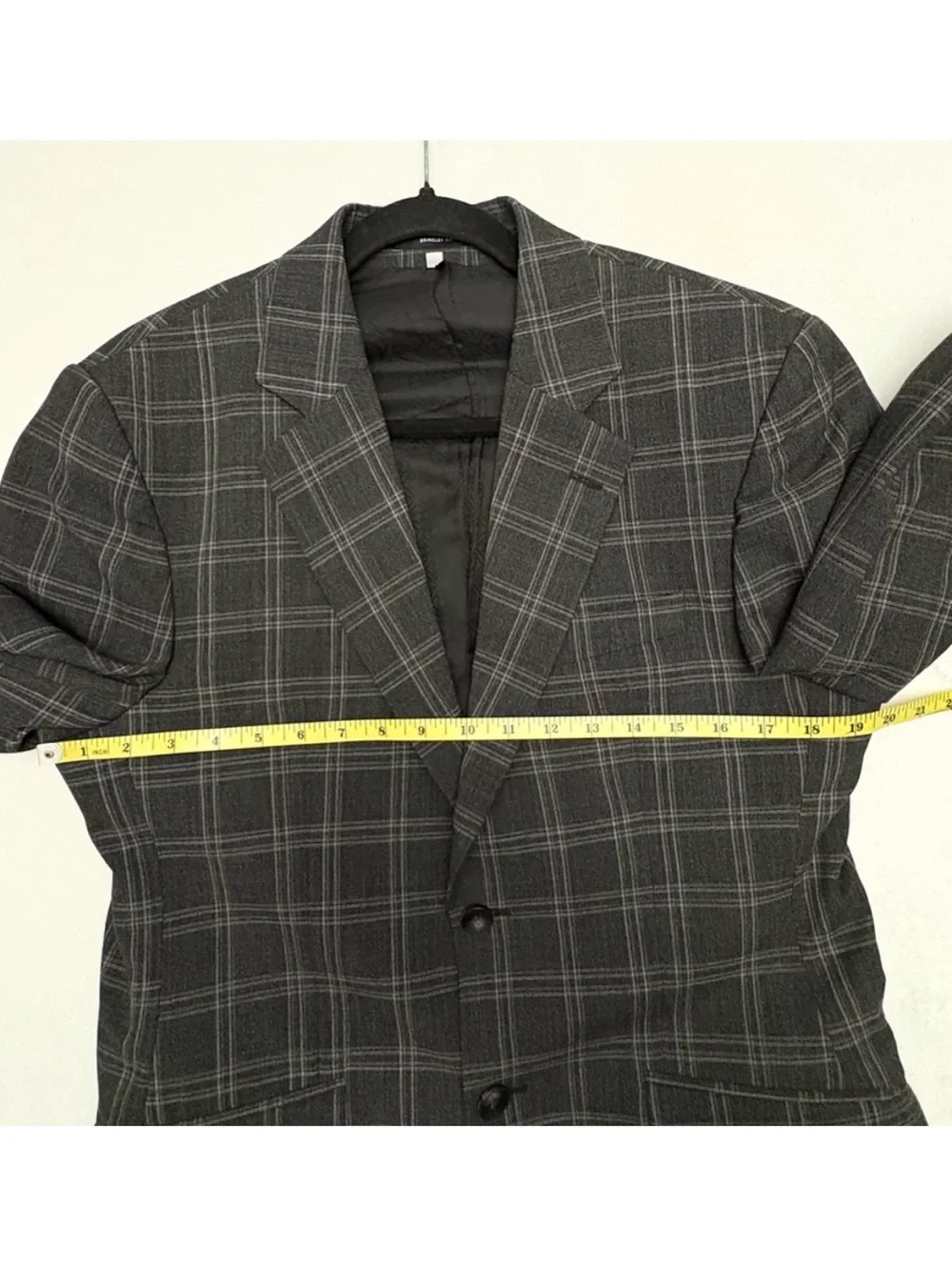 Hardy Amies Brinsley Men's Charcoal Plaid Wool Blazer Size 38R